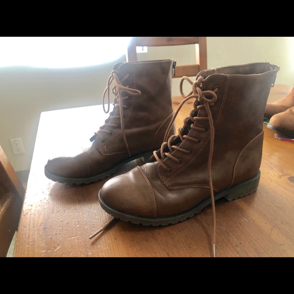 Brown lace up boots